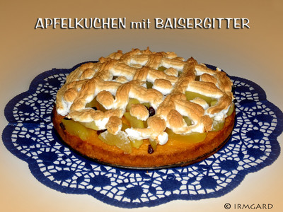 Apfelkuchen mit Baisergitter Rezept